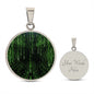 Matrix Code Halskette im Cyberpunk Stil mit Gravur - Futuristischer Schmuck für Hacker und Mathematiker, grüne Matrix Schmuck