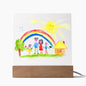 Kinderzeichnung Nachtlicht, personalisierte Nachtischlampe, gedrucktes Motiv auf Acryl Tafel, Kinder malen