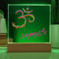 Acryl Namaste Schild: Yoga Tischdekoration & Geschenk für Frauen | Buddha Kunst, LED-beleuchteter Holzsockel | Yoga Bild, Meditation Dekor
