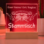 Harley Girls Europa Stammtisch Aufsteller, exklusive Tischkultur zu jedem Stammtisch, gravierter Tischaufsteller mit LED Beleuchtung