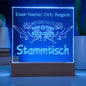 Harley Girls Europa Stammtisch Aufsteller, exklusive Tischkultur zu jedem Stammtisch, gravierter Tischaufsteller mit LED Beleuchtung
