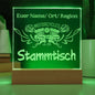 Harley Girls Europa Stammtisch Aufsteller, exklusive Tischkultur zu jedem Stammtisch, gravierter Tischaufsteller mit LED Beleuchtung