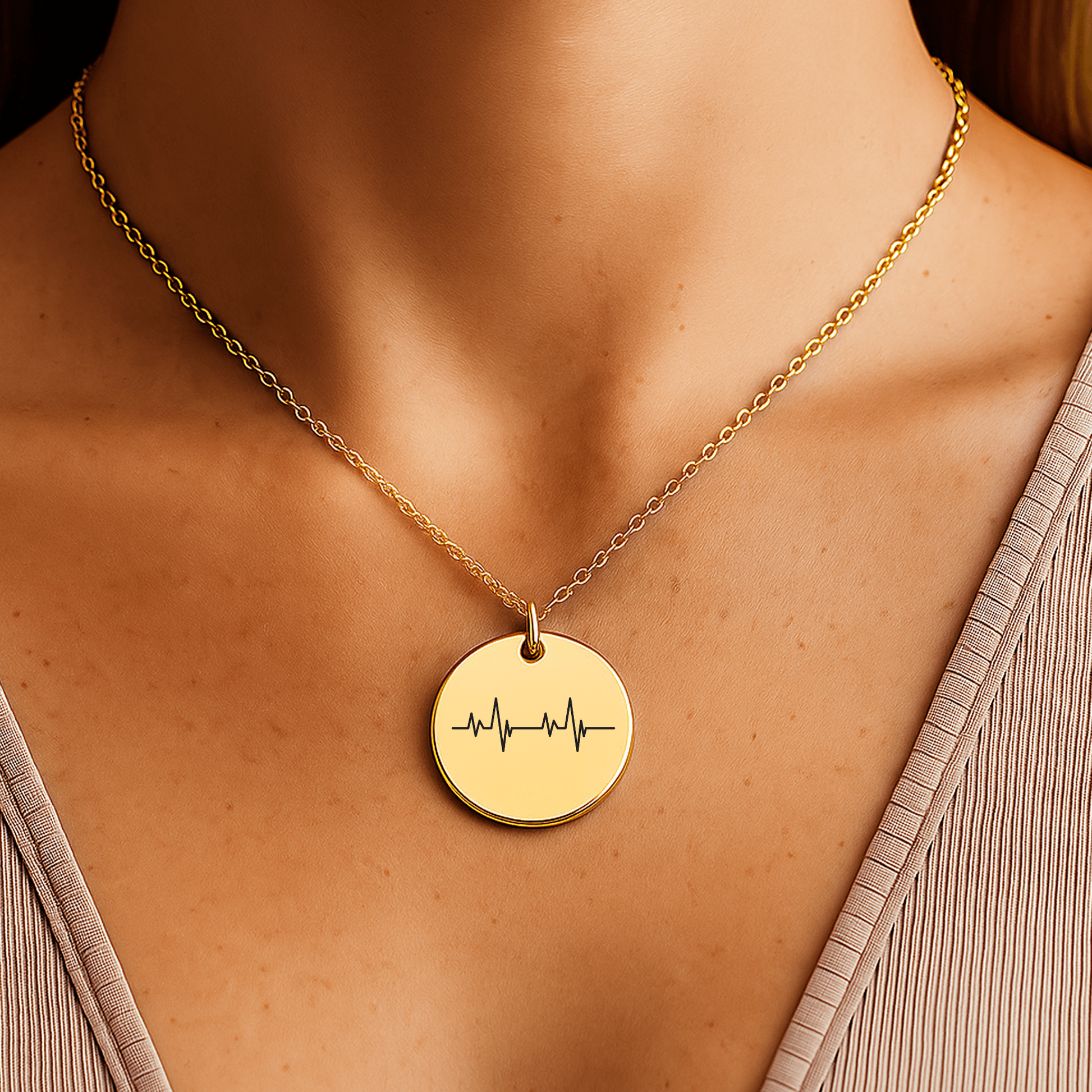 Personalisierte Herzschlag Kette mit Anhänger in Form eines Herzschlags, präsentiert in eleganter schwarzer Schmuckbox. Ideal als Geschenk zur Versöhnung für Partner, Freundin oder Ehefrau.