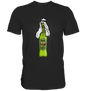 Humorvolles Dubai Bier Funshirt mit pistaziengrüner Bierflasche und orientalischer Kopfbedeckung. Perfektes Dubai Urlaub Shirt für Bierliebhaber, inspiriert von Dubai Schokolade und Pistazien creme Hype. Ideal als Geschenk für Männer.