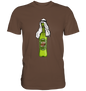 Humorvolles Dubai Bier Funshirt mit pistaziengrüner Bierflasche und orientalischer Kopfbedeckung. Perfektes Dubai Urlaub Shirt für Bierliebhaber, inspiriert von Dubai Schokolade und Pistazien creme Hype. Ideal als Geschenk für Männer.