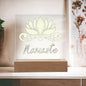 Acryl Namaste Schild: Yoga Tischdekoration & Geschenk für Frauen, Buddha Kunst, LED-beleuchteter Holzsockel mit Yoga Bild, Meditation Dekor