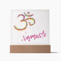 Acryl Namaste Schild: Yoga Tischdekoration & Geschenk für Frauen | Buddha Kunst, LED-beleuchteter Holzsockel | Yoga Bild, Meditation Dekor