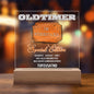 Ruhestand Geschenk Acrylbild mit Holzsockel, Oldtimer im Ruhestand Geschenk Mann und Frau, Vintage Style optional mit LED, Abschied Kollege
