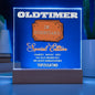 Ruhestand Geschenk Acrylbild mit Holzsockel, Oldtimer im Ruhestand Geschenk Mann und Frau, Vintage Style optional mit LED, Abschied Kollege