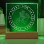 Wikinger Deko Sleipnir-Motiv und Wikinger-Schrift, Futhark Gemeinsam Stark und Unschlagbar, Nordische Mythologie Acrylbild optional mit LED