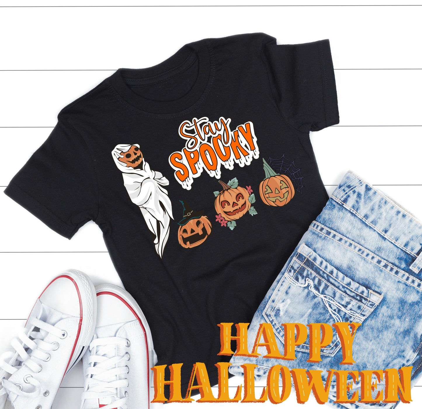 Kürbis Shirt, Halloween Shirt, Herbst T-Shirt, Kürbis Gesichter Shirt, Halloween Outfit, Stay Spooky, Halloween Kostüm - Kids Organic Shirt