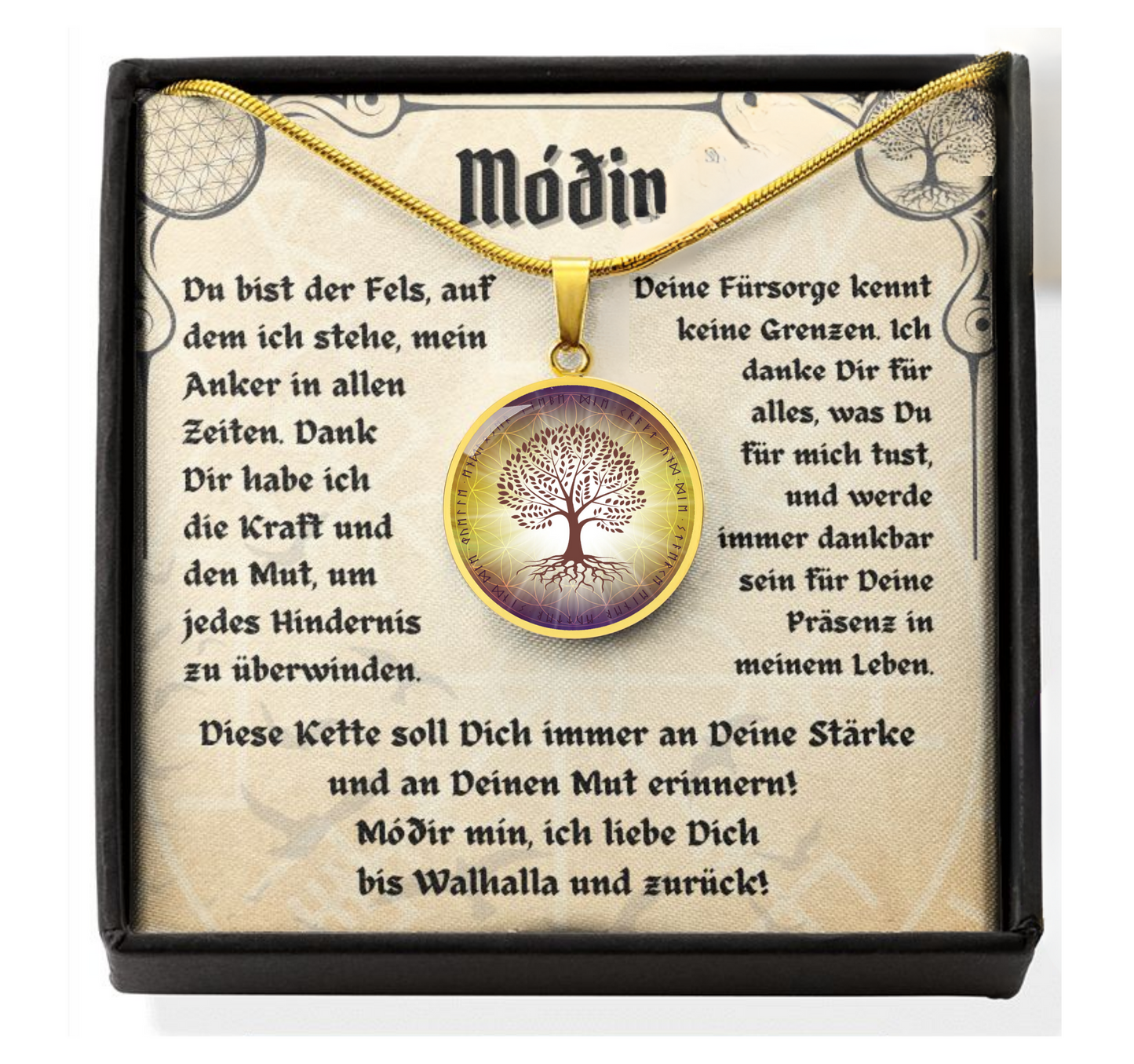 Muttertag Wikinger Halskette mit Gravur: Die Kraft und Stärke einer Mutter - Geschenkidee zum Julfest & Muttertag
