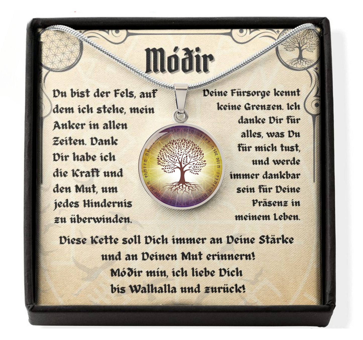Muttertag Wikinger Halskette mit Gravur: Die Kraft und Stärke einer Mutter - Geschenkidee zum Julfest & Muttertag