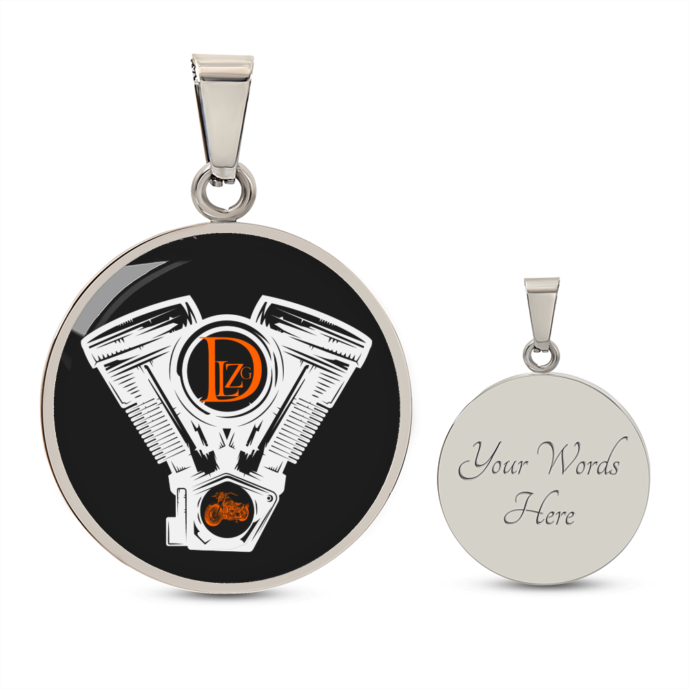 Motorrad Bike DLzG Halskette Anhänger rund Silber und Gold, Motorradkette, Motorradliebhaber Geschenk Schwarz/ Weiß
