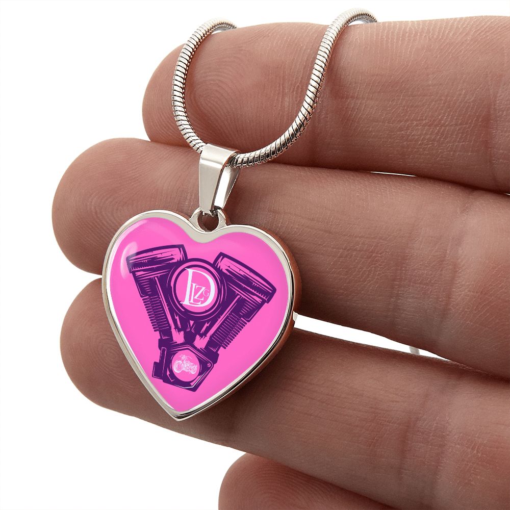 Motorrad Bike DLzG Herz Halskette Silber und Gold, Motorradkette, Motorradliebhaber Geschenk, Pink/Lila