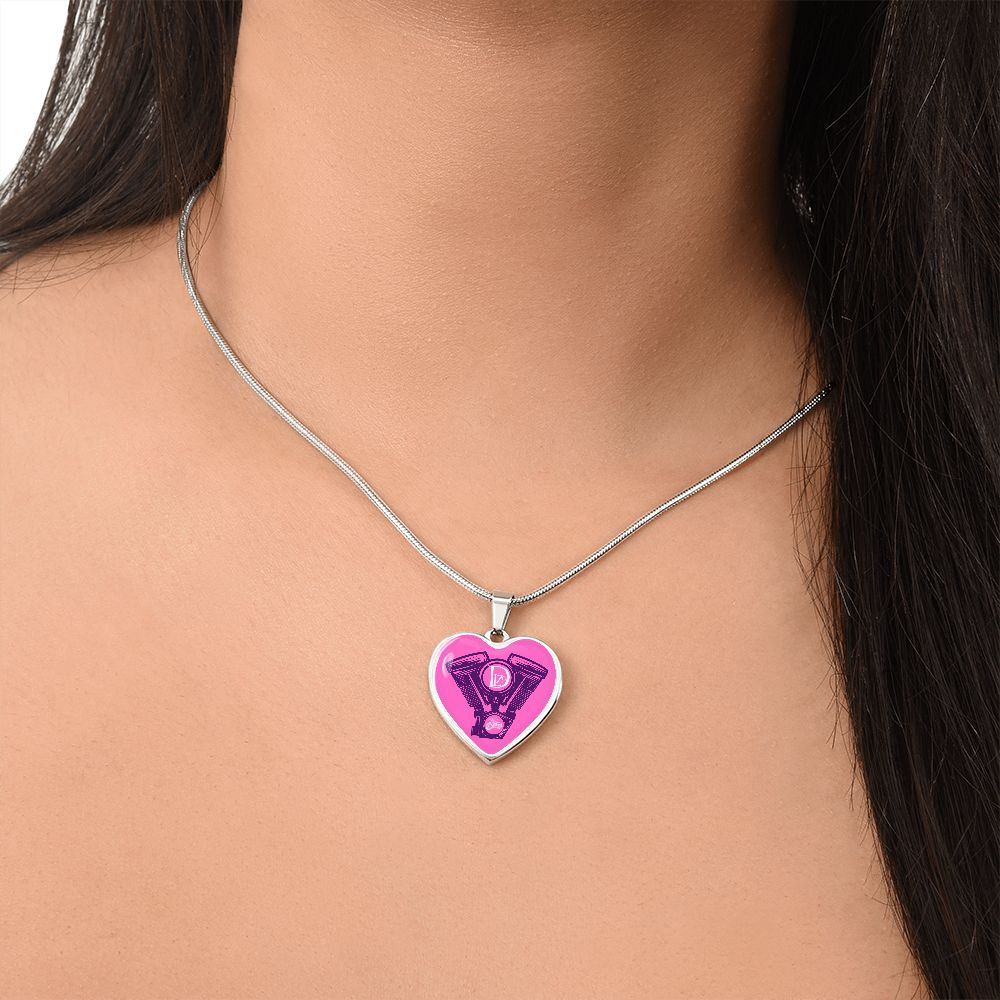Motorrad Bike DLzG Herz Halskette Silber und Gold, Motorradkette, Motorradliebhaber Geschenk, Pink/Lila