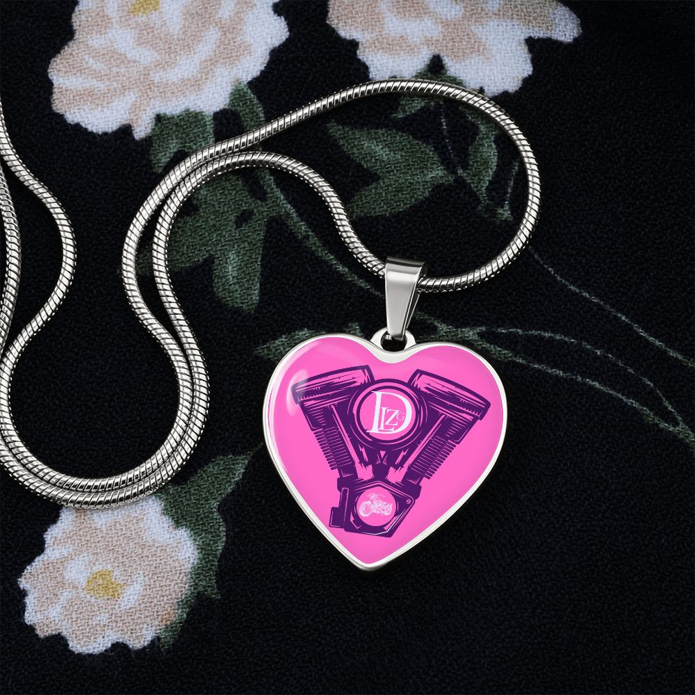 Motorrad Bike DLzG Herz Halskette Silber und Gold, Motorradkette, Motorradliebhaber Geschenk, Pink/Lila