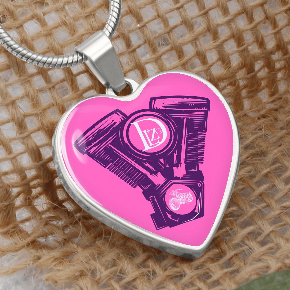 Motorrad Bike DLzG Herz Halskette Silber und Gold, Motorradkette, Motorradliebhaber Geschenk, Pink/Lila