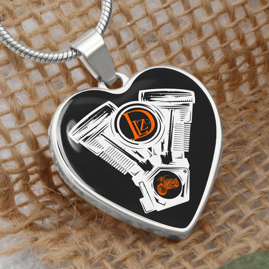 Motorrad Bike DLzG Herz Halskette Silber und Gold, Motorradkette, Motorradliebhaber Geschenk, Schwarz/Weiß