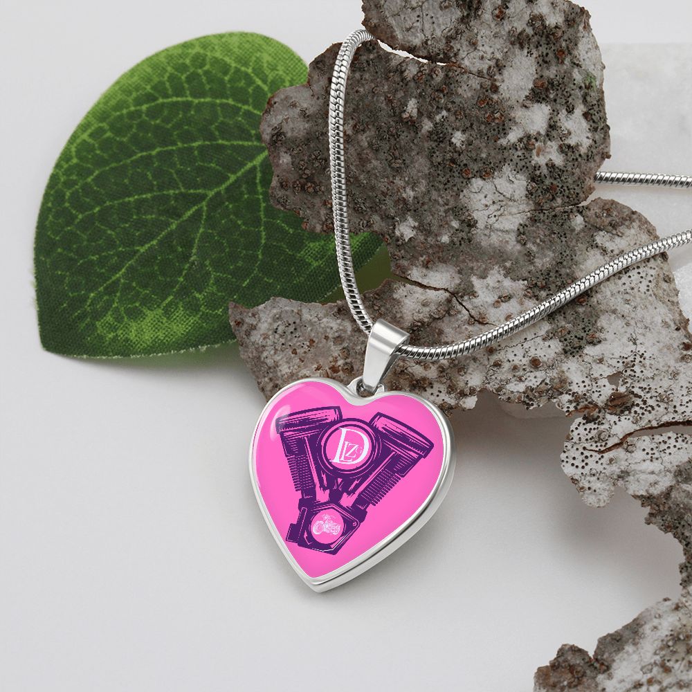 Motorrad Bike DLzG Herz Halskette Silber und Gold, Motorradkette, Motorradliebhaber Geschenk, Pink/Lila