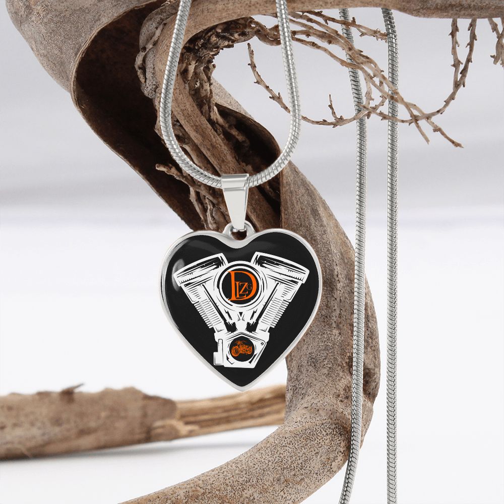 Motorrad Bike DLzG Herz Halskette Silber und Gold, Motorradkette, Motorradliebhaber Geschenk, Schwarz/Weiß
