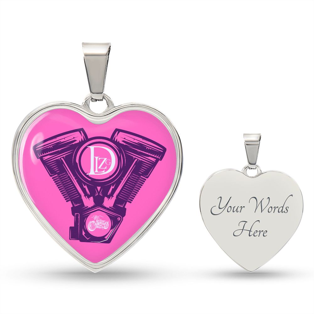 Motorrad Bike DLzG Herz Halskette Silber und Gold, Motorradkette, Motorradliebhaber Geschenk, Pink/Lila