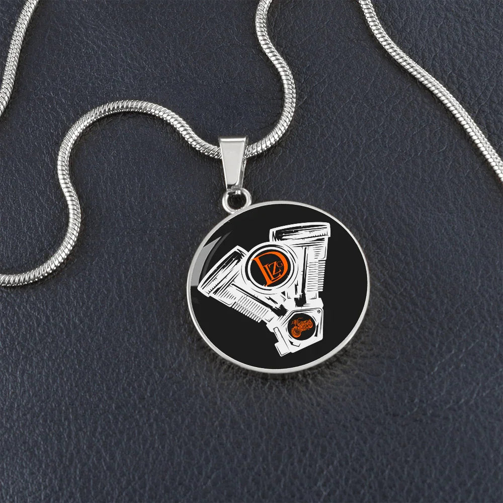 Motorrad Bike DLzG Halskette Anhänger rund Silber und Gold, Motorradkette, Motorradliebhaber Geschenk Schwarz/ Weiß