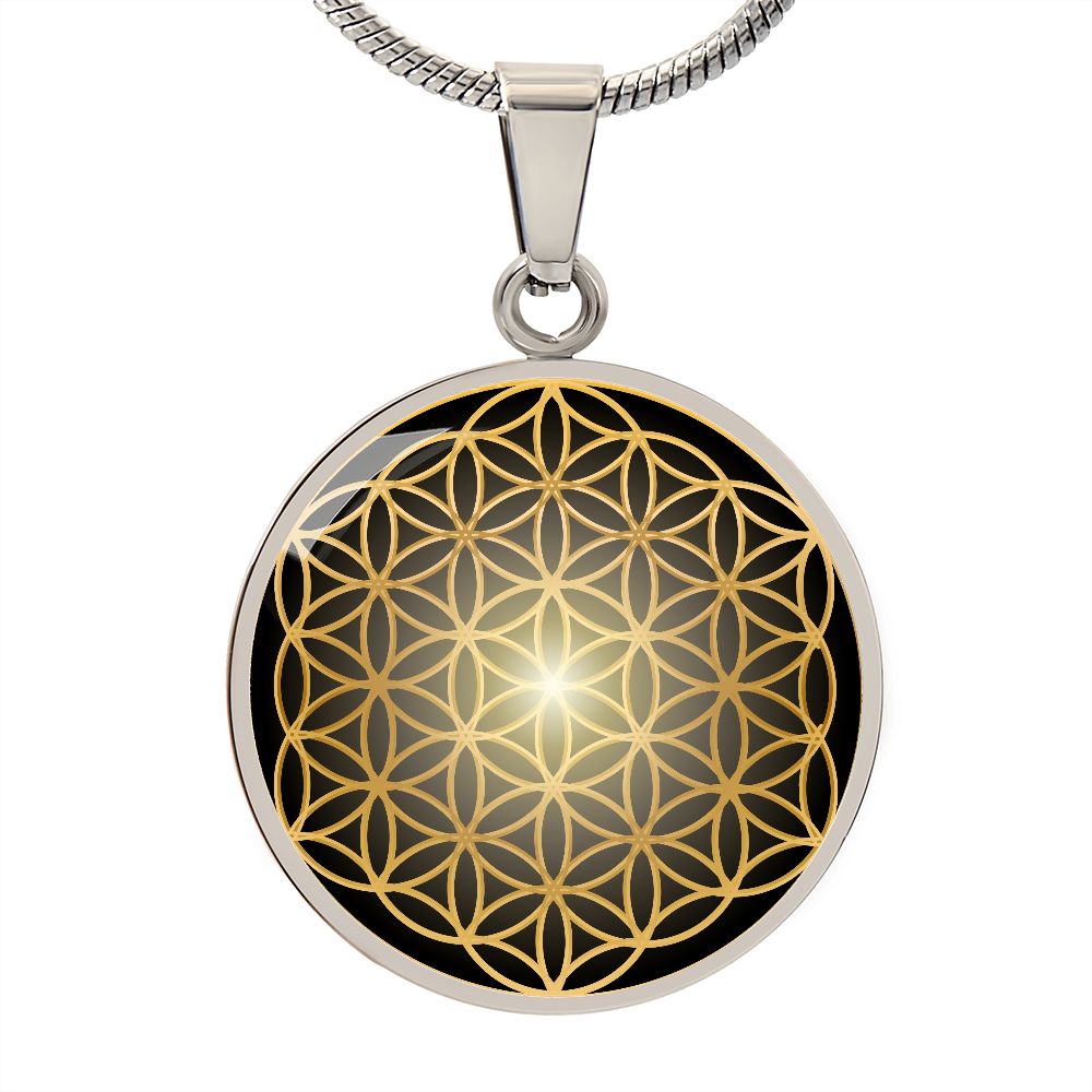 Kette LEBENSBLUME Silber und Gold, Blume des Lebens, personalisierbar mit Gravur
