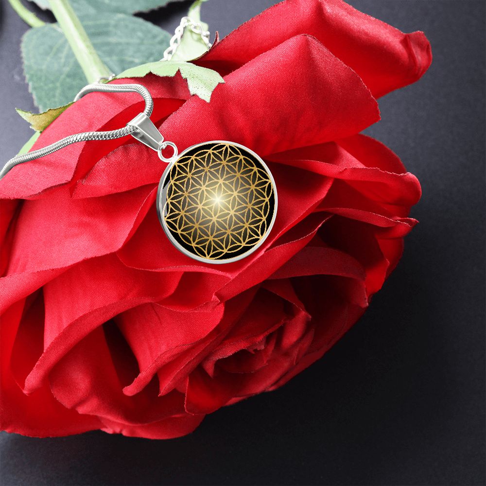 Kette LEBENSBLUME Silber und Gold, Blume des Lebens, personalisierbar mit Gravur
