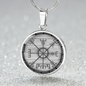 Aegishjalmur Halskette mit personalisierbarer Gravur - Wikinger Vegvisir Anhänger das Symbol der nordischen Mythologie