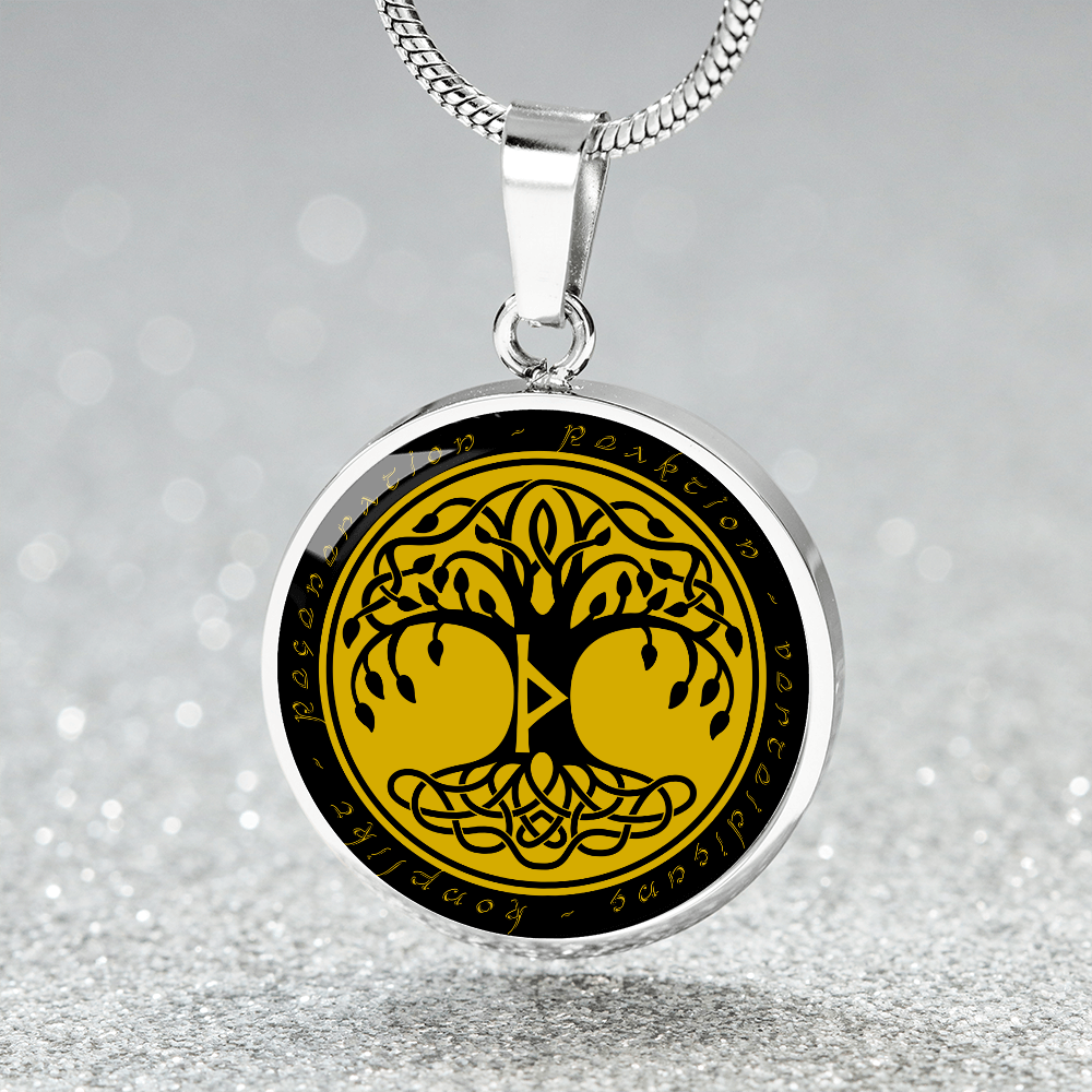 Halskette mit Lebensbaum-Anhänger, Geburtstagsrune-Anhänger-Halskette Rune Thurisaz