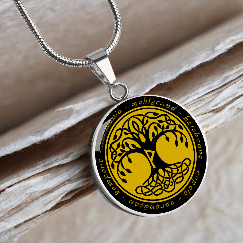 Personalisierte Runen Halskette mit Lebensbaum-Anhänger, Geburtstagsrune-Anhänger-Halskette Rune Wunjo