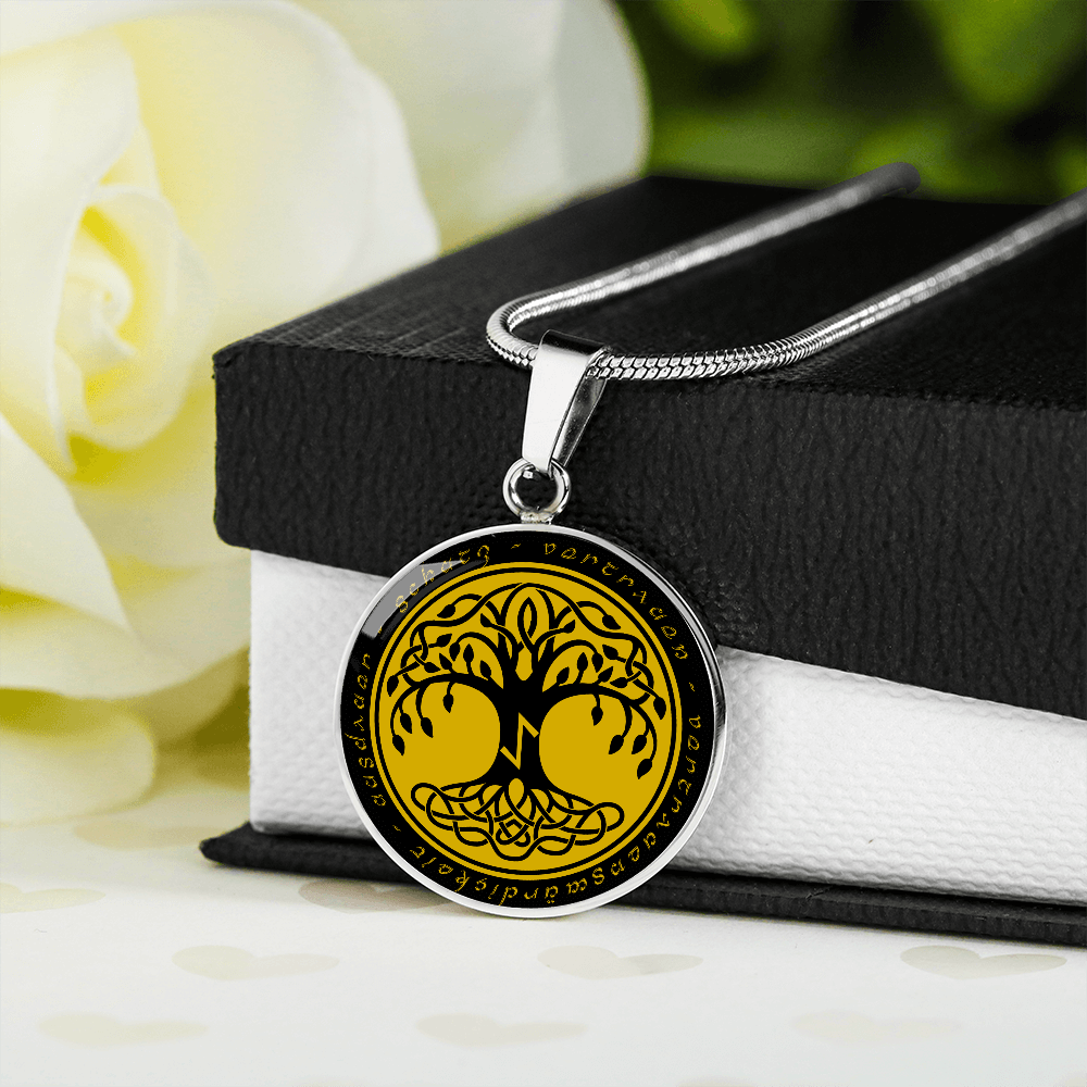 Halskette mit Lebensbaum-Anhänger, Geburtstagsrune-Anhänger-Halskette Rune Eihwaz