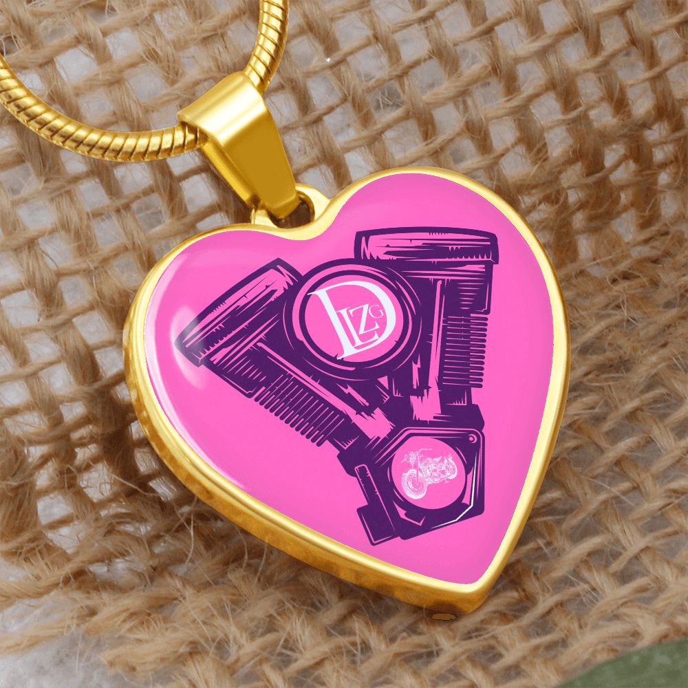 Motorrad Bike DLzG Herz Halskette Silber und Gold, Motorradkette, Motorradliebhaber Geschenk, Pink/Lila