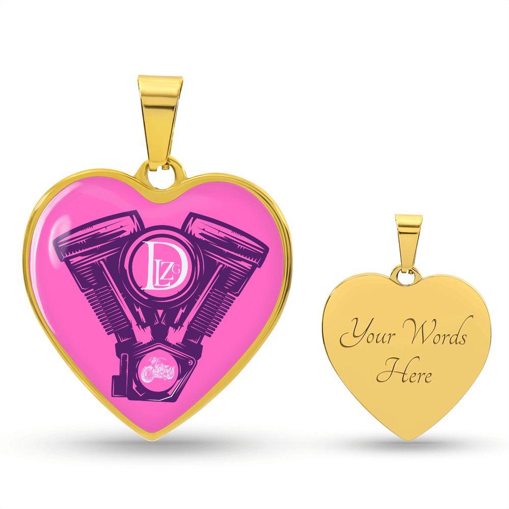 Motorrad Bike DLzG Herz Halskette Silber und Gold, Motorradkette, Motorradliebhaber Geschenk, Pink/Lila