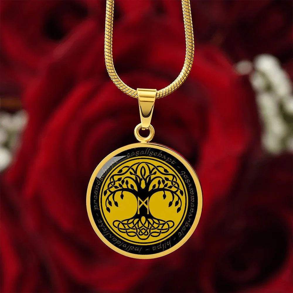 Halskette mit Lebensbaum-Anhänger, Geburtstagsrune-Anhänger-Halskette Rune Mannaz