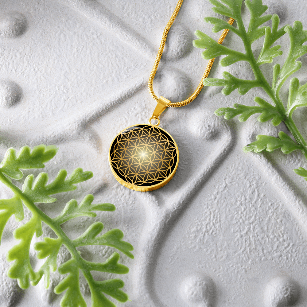 Kette LEBENSBLUME Silber und Gold, Blume des Lebens, personalisierbar mit Gravur
