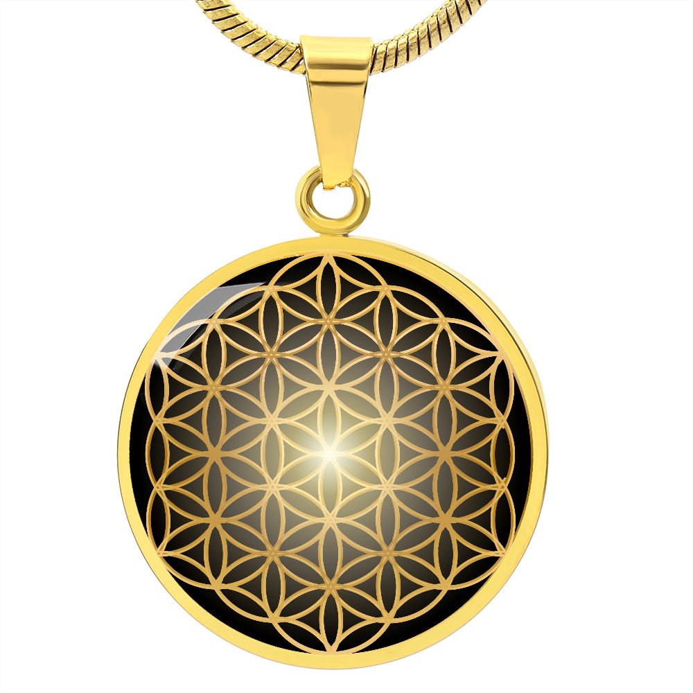 Kette LEBENSBLUME Silber und Gold, Blume des Lebens, personalisierbar mit Gravur