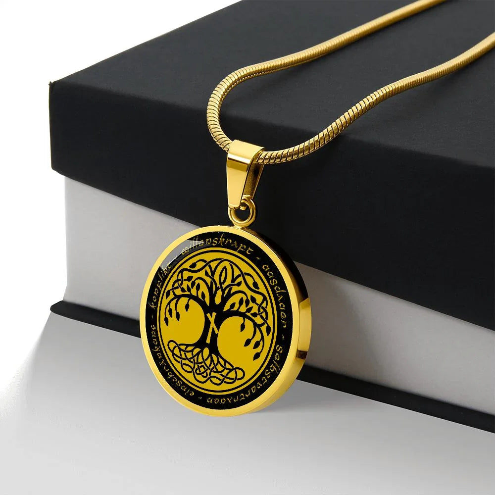 Halskette mit Lebensbaum-Anhänger, Geburtstagsrune-Anhänger-Halskette Rune Nauthiz