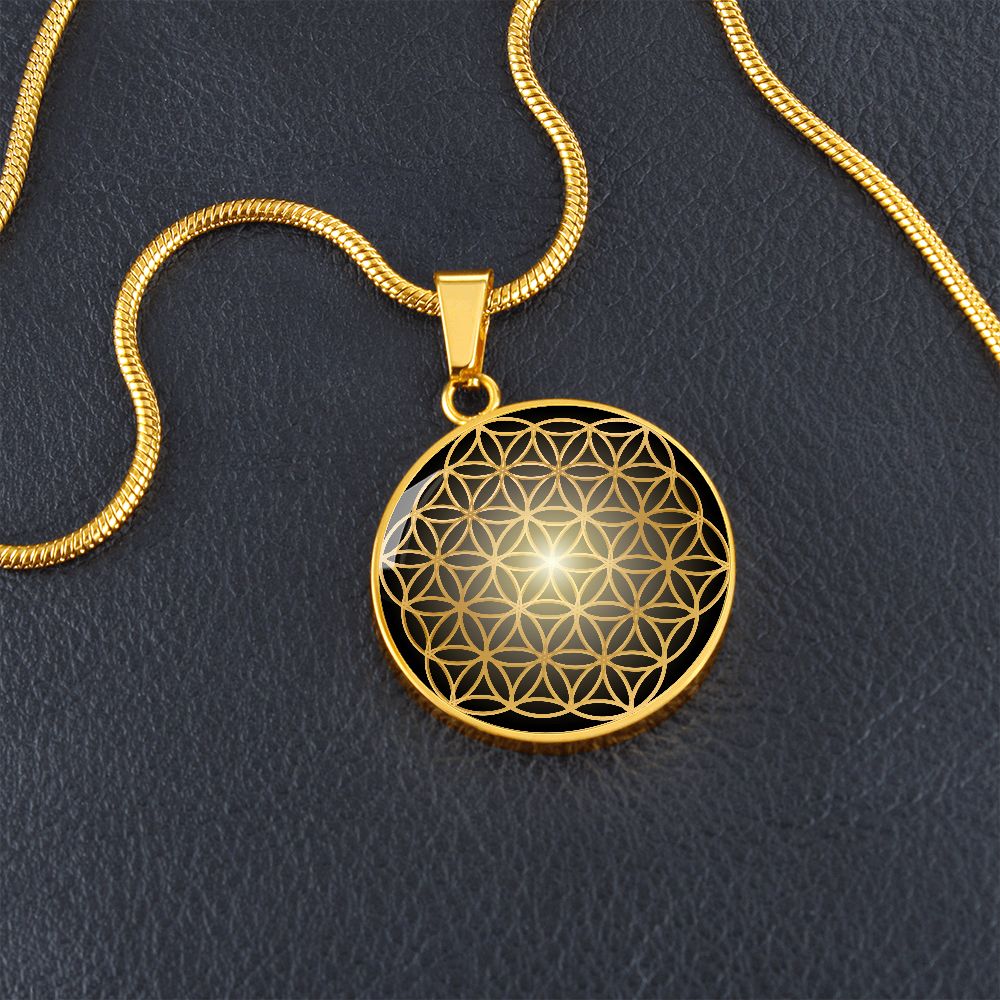 Kette LEBENSBLUME Silber und Gold, Blume des Lebens, personalisierbar mit Gravur
