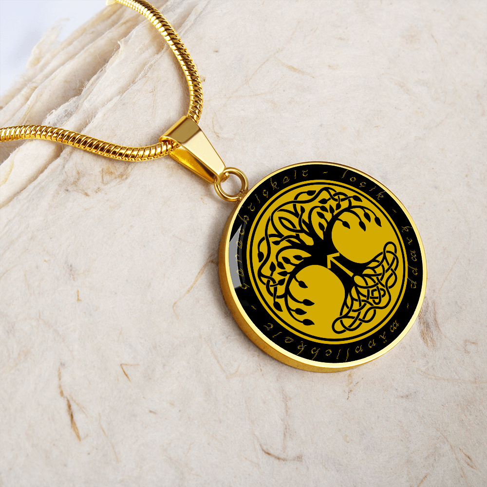 Halskette mit Lebensbaum-Anhänger, Geburtstagsrune-Anhänger-Halskette Rune Tiwaz