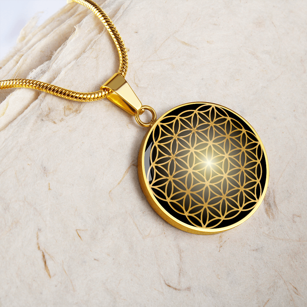 Kette LEBENSBLUME Silber und Gold, Blume des Lebens, personalisierbar mit Gravur
