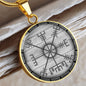 Aegishjalmur Halskette mit personalisierbarer Gravur - Wikinger Vegvisir Anhänger das Symbol der nordischen Mythologie