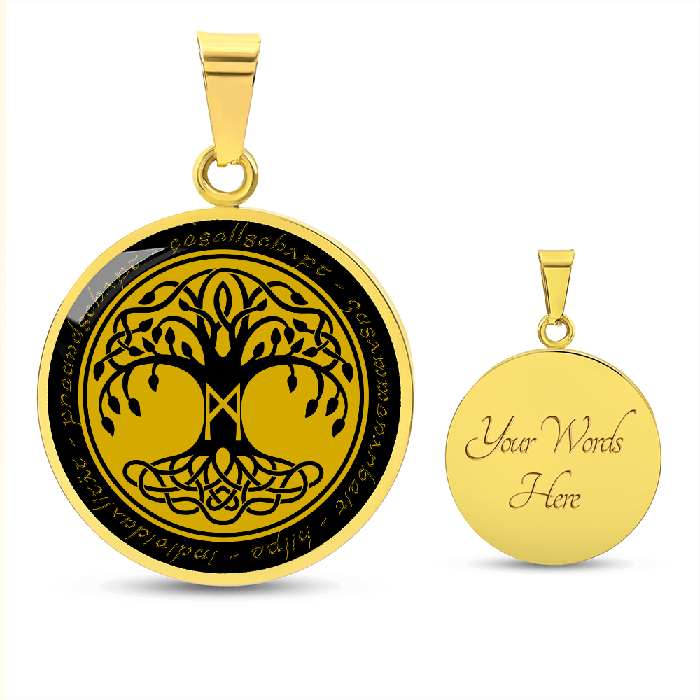 Halskette mit Lebensbaum-Anhänger, Geburtstagsrune-Anhänger-Halskette Rune Mannaz