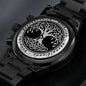 Vatertagsgeschenk: Yggdrasil mit Rune Thurisaz Chronograph Herrenuhr mit Baum des Lebens Gravur