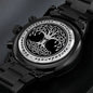 Wikinger Uhr Schwarz Yggdrasil mit Rune Ehwaz Chronograph Herrenuhr mit Baum des Lebens Gravur,Vatertagsgeschenk, Vatertag Herrenuhr, Yggdrasil Chronograph , Baum des Lebens Gravur, Stilvolle Armbanduhr, Bestes Vatertag Geschenk, Edelstahl-Chronograf, Erinnerungsstück Langlebig, Luxuriöse Uhr, Geschenkbox, Bestseller Herren Uhr, Wasserdicht Kratzfest, Wikinger Schmuck