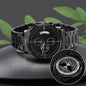 Wikinger Uhr Schwarz Yggdrasil mit Rune Dagaz Chronograph Herrenuhr mit Baum des Lebens Gravur