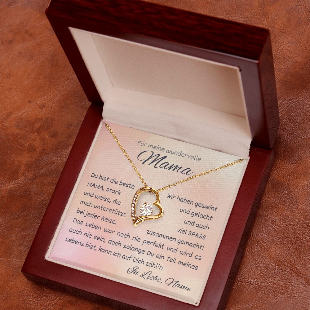 Kette personalisierbar mit Grußkarte, Halskette aus Edelstahl in 14k Weißgold oder 18K vergoldet, Geburtstagsgeschenk