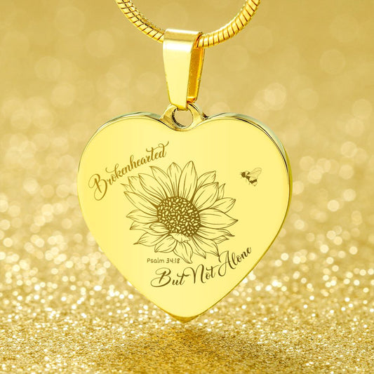 Psalm 34:18 Brokenhearted but not alone - Bibelvers Halskette mit Gravur optional