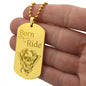 Born To Ride Luxus-Kugelkette im Militärstil mit Anhänger als Geschenk für Motorradfahrer